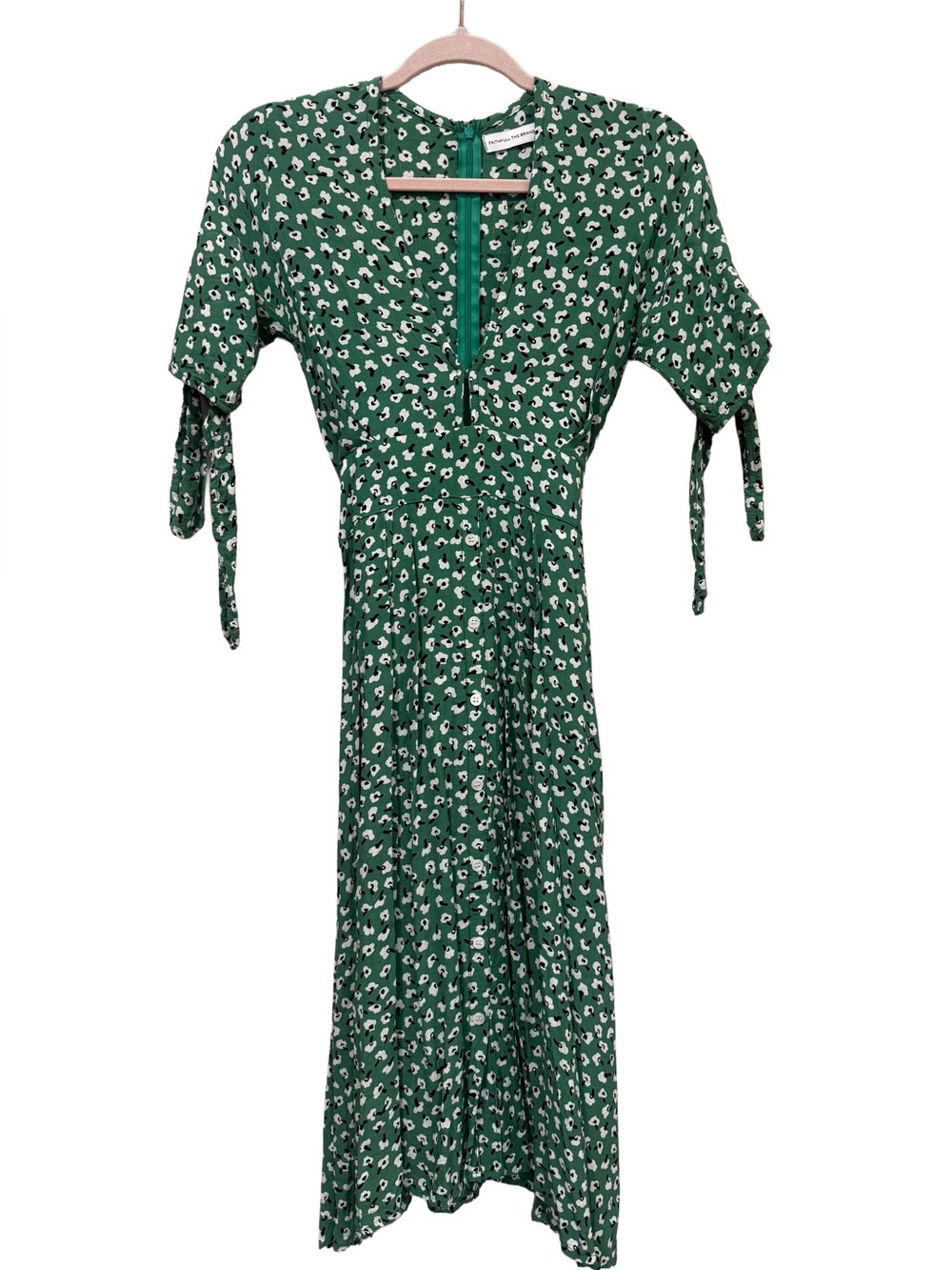 Faithfull the Brand Nina Midi Green Floral Midi Dress Women’s Size 2